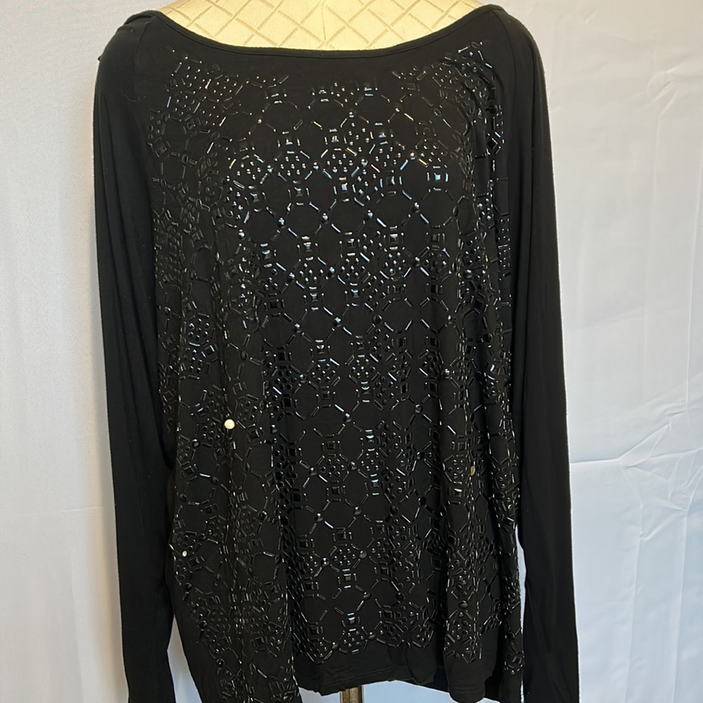 Lane Bryant  Black cold shoulder, size 22/24 Top. Raised decor